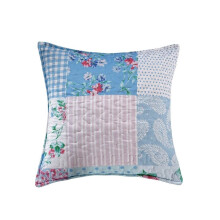 (Floral Blue, Filled Cushion 17" x 17") 3 Piece Patchwork Bedspread Quilted Throw Double & King Size Printed Bedding Set