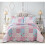 (Floral Pink, Super King) 3 Piece Patchwork Bedspread Quilted Throw Double & King Size Printed Bedding Set 1