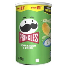 Pringles Sour Cream & Onion Crisps Can 70g (Pack of 12)