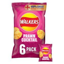 Walkers Prawn Cocktail Multipack Crisps 6 x 25g (Pack of 18)