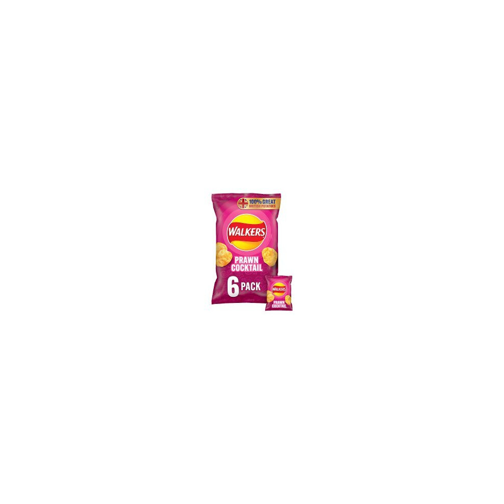 Walkers Prawn Cocktail Multipack Crisps 6 x 25g (Pack of 18)