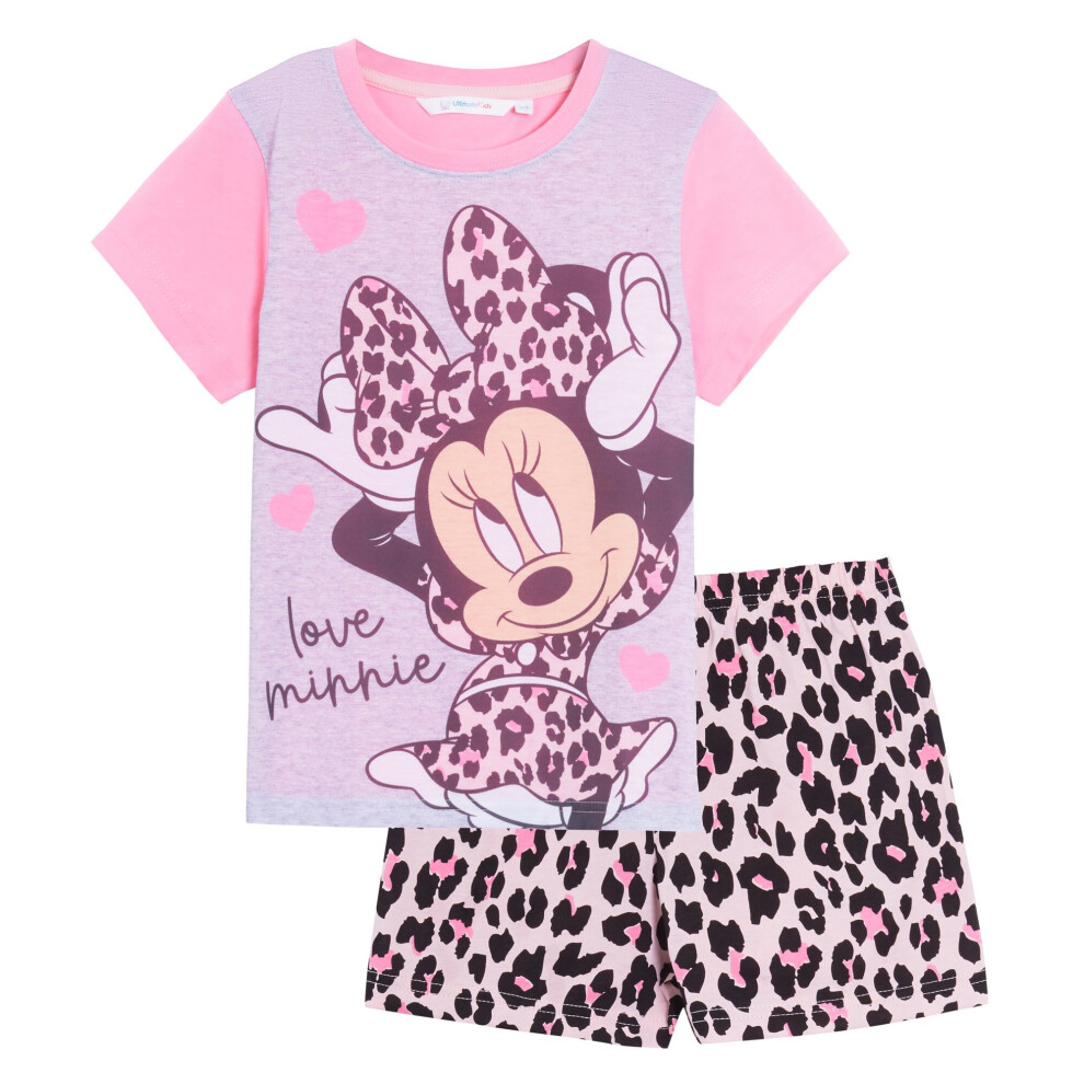 (2-3 Years) Girls Minnie Mouse Short Pyjamas Disney Kids Shortie Pjs 2 Piece Nightwear Set