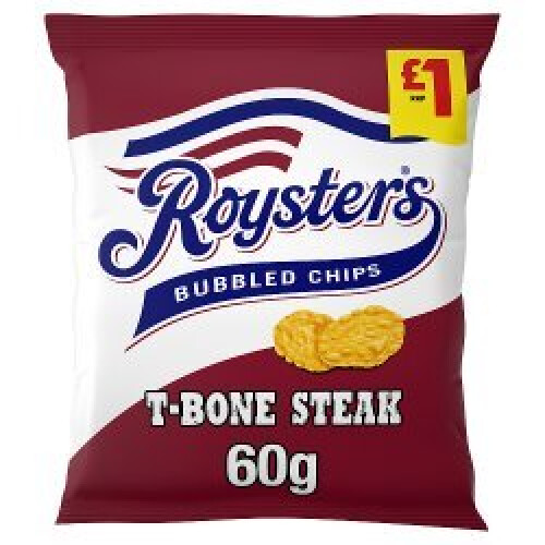 Roysters T-Bone Steak Crisps 60g (Pack of 20)