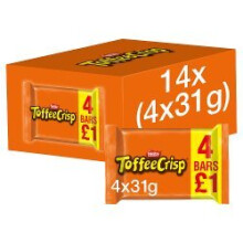 Toffee Crisp Milk Chocolate Bar Multipack 31g 4 Pack (Pack of 14)