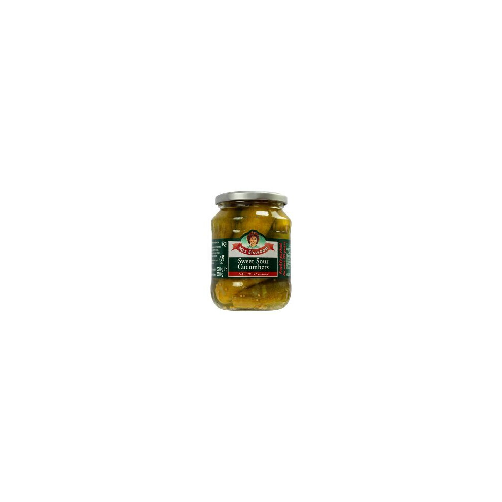 Mrs Elswood Sweet Sour Cucumbers Pickled with Sweetener 670g (Pack of 6)