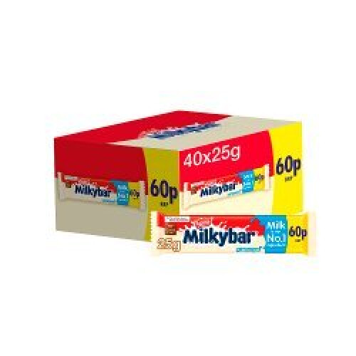 Milkybar Milkybar White Chocolate Medium Bar 25g (Pack of 40) 1