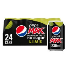 Pepsi Max Lime No Sugar Cola 330ml Can - Pack of 24, Maximum Taste