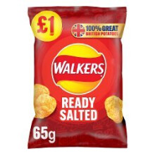 Walkers Ready Salted Crisps 65g (Pack of 15)