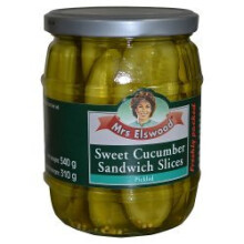 Mrs Elswood Sweet Cucumber Sandwich Slices Pickled 540g (Pack of 6)