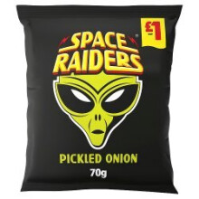 Space Raiders Pickled Onion Crisps 70g (Pack of 20)