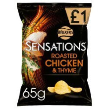 Walkers Sensations Roasted Chicken & Thyme Crisps 65g Pack of 15