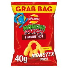 Walkers Monster Munch Flamin' Hot Snacks 40g (Pack of 30)
