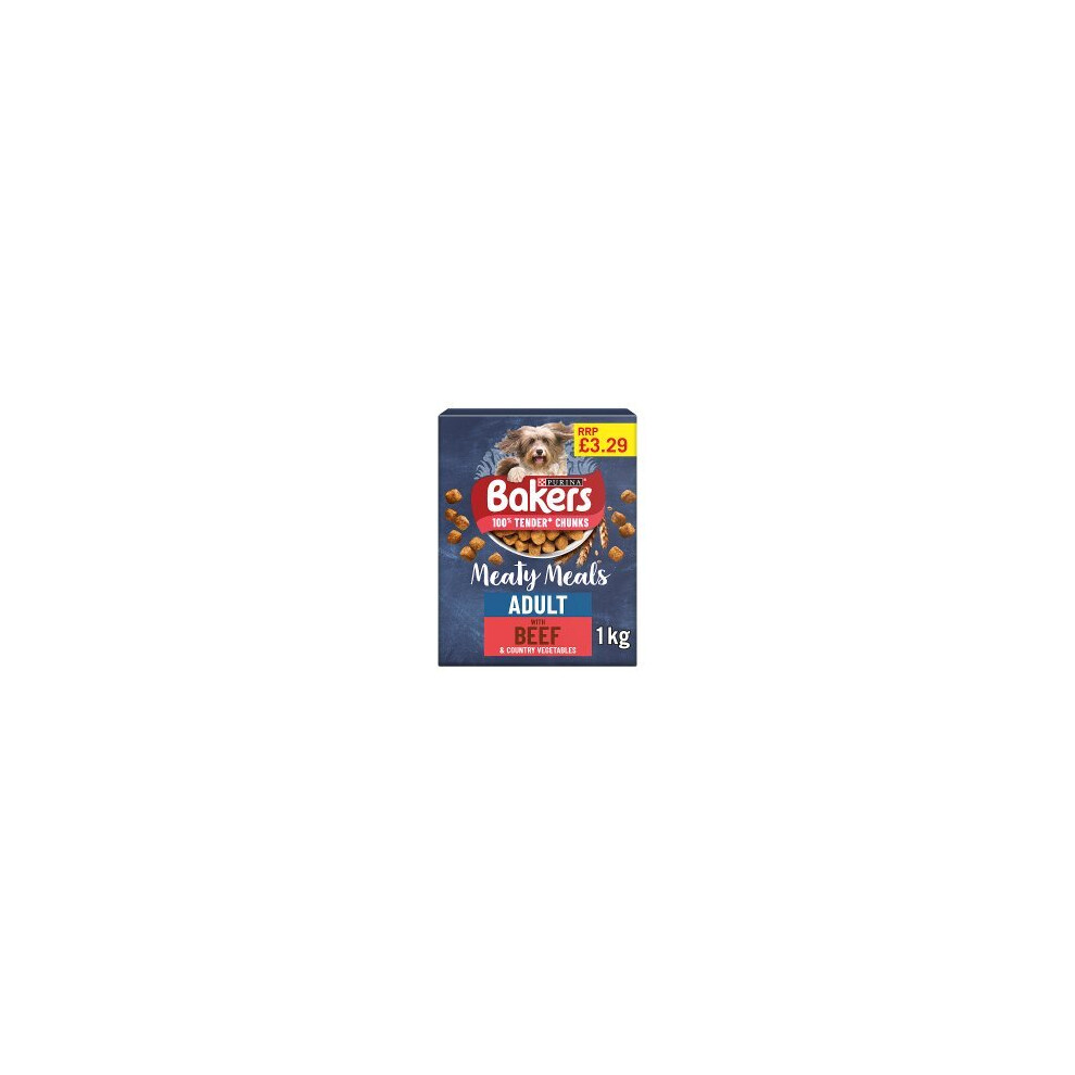 BAKERS Meaty Meals Adult Beef Dry Dog Food 1kg (Pack of 1)