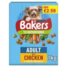 BAKERS Adult Chicken with Vegetables Dry Dog Food 1kg (Pack of 1)