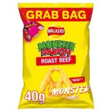 Walkers Monster Munch Roast Beef Snacks 40g (Pack of 30)