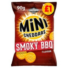 Jacob's Mini Cheddars Smoky BBQ Snacks 90g (Pack of 15)