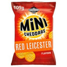 Jacob's Mini Cheddars Red Leicester Baked Snacks 90g (Pack of 12)