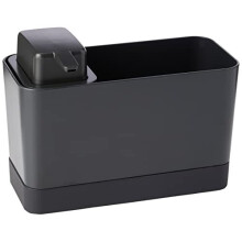 Brabantia Kitchen Sink Organiser Set with Soap Dispenser (Dark Grey) Cloths/Sponge Storage Holder + Refillable Handwash Pump (250ml) 5 Year