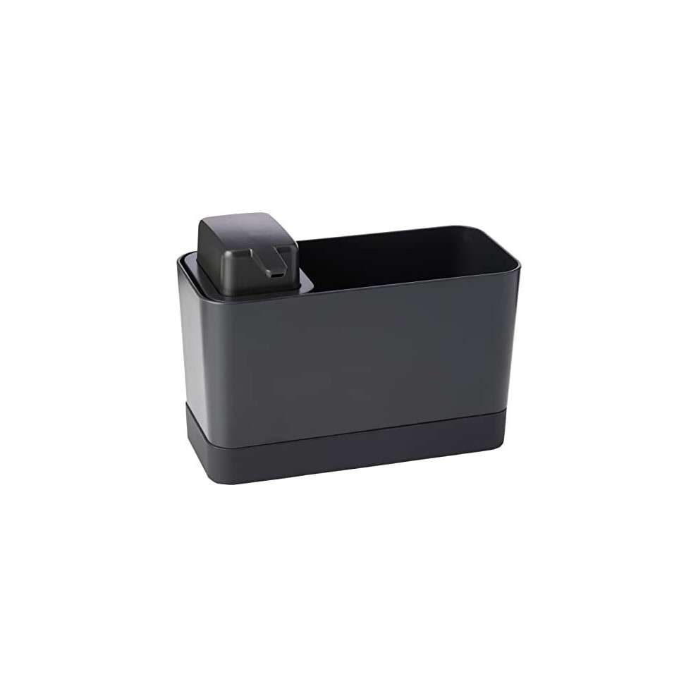 Brabantia Kitchen Sink Organiser Set with Soap Dispenser (Dark Grey) Cloths/Sponge Storage Holder + Refillable Handwash Pump (250ml) 5 Year