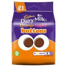 Cadbury Dairy Milk Orange Giant Buttons Chocolate Bag 95g (Pack of 10)