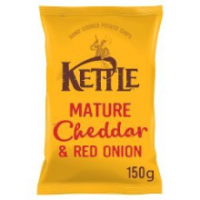 KETTLE Chips Mature Cheddar & Red Onion 150g (Pack of 12)
