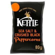 KETTLE Chips Sea Salt & Crushed Black Peppercorns 80g (Pack of 12)
