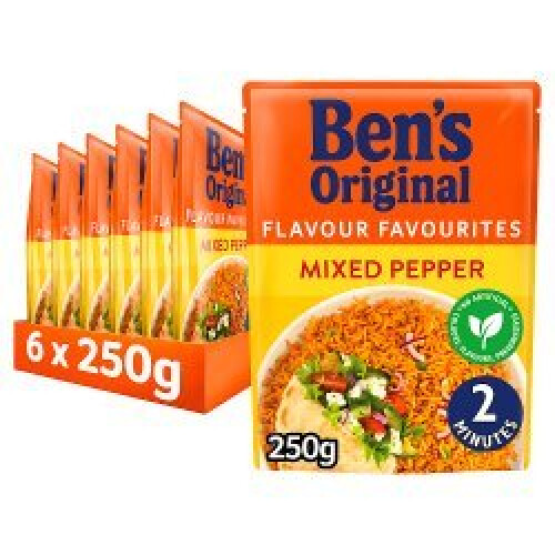 Bens Original Mixed Pepper Microwave Rice 250g (Pack of 6)