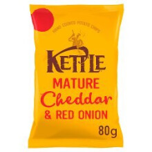 KETTLE Chips Mature Cheddar & Red Onion 80g (Pack of 12)