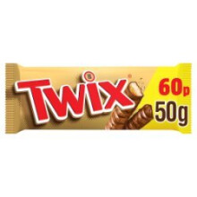 Twix Chocolate Biscuit 0.60 PMP Twin Bars 50g (Pack of 32)