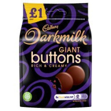 Cadbury Darkmilk Giant Buttons Chocolate Bag 90g (Pack of 10)