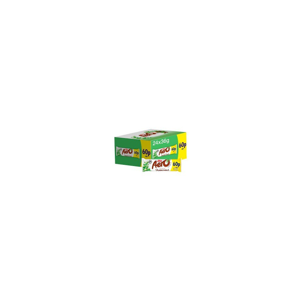 Aero Bubbly Peppermint Mint Chocolate Bar 36G (Pack Of 24)