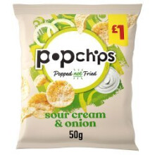 Popchips Sour Cream & Onion Flavour Potato Snacks 50g (Pack of 16)