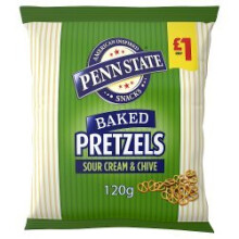 Penn State Sour Cream & Chive Pretzels 120g (Pack of 14)