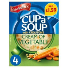 Batchelors Cup a Soup Cream of Vegetable with Croutons 4 Sachets 122g (Pack of 9)