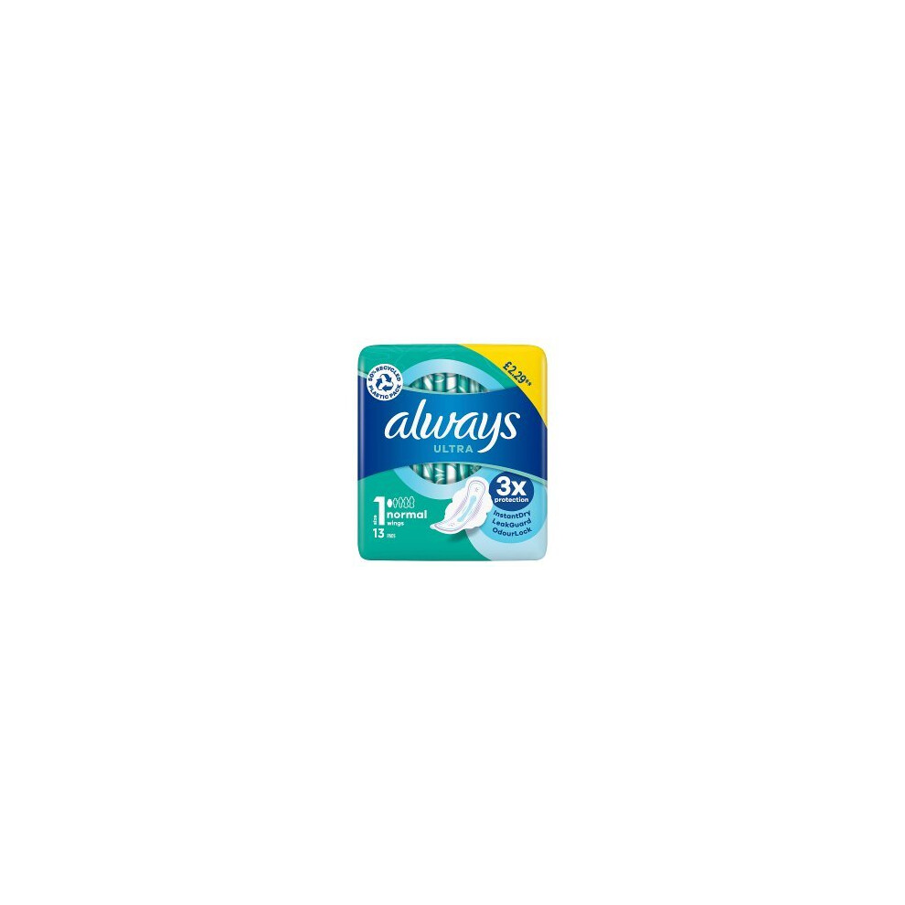 Always Ultra Pads Normal (Size 1) Wings 13 (Pack of 4)