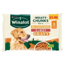 WINALOT Adult Dog Food Pouch Mixed in Gravy 3 x 100g (Pack of 12)