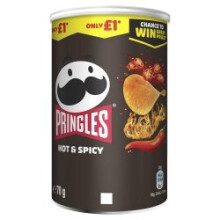 Pringles Hot & Spicy Crisps Can 70g (Pack of 12)