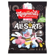 Maynards Bassetts Liquorice Allsorts Sweets Bag 190g (Pack of 12)