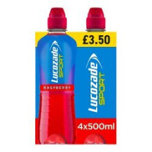 Lucozade Sport Drink Still Raspberry 4x500ml (Pack of 6)