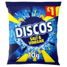 Discos Salt & Vinegar Crisps 70g (Pack of 16)