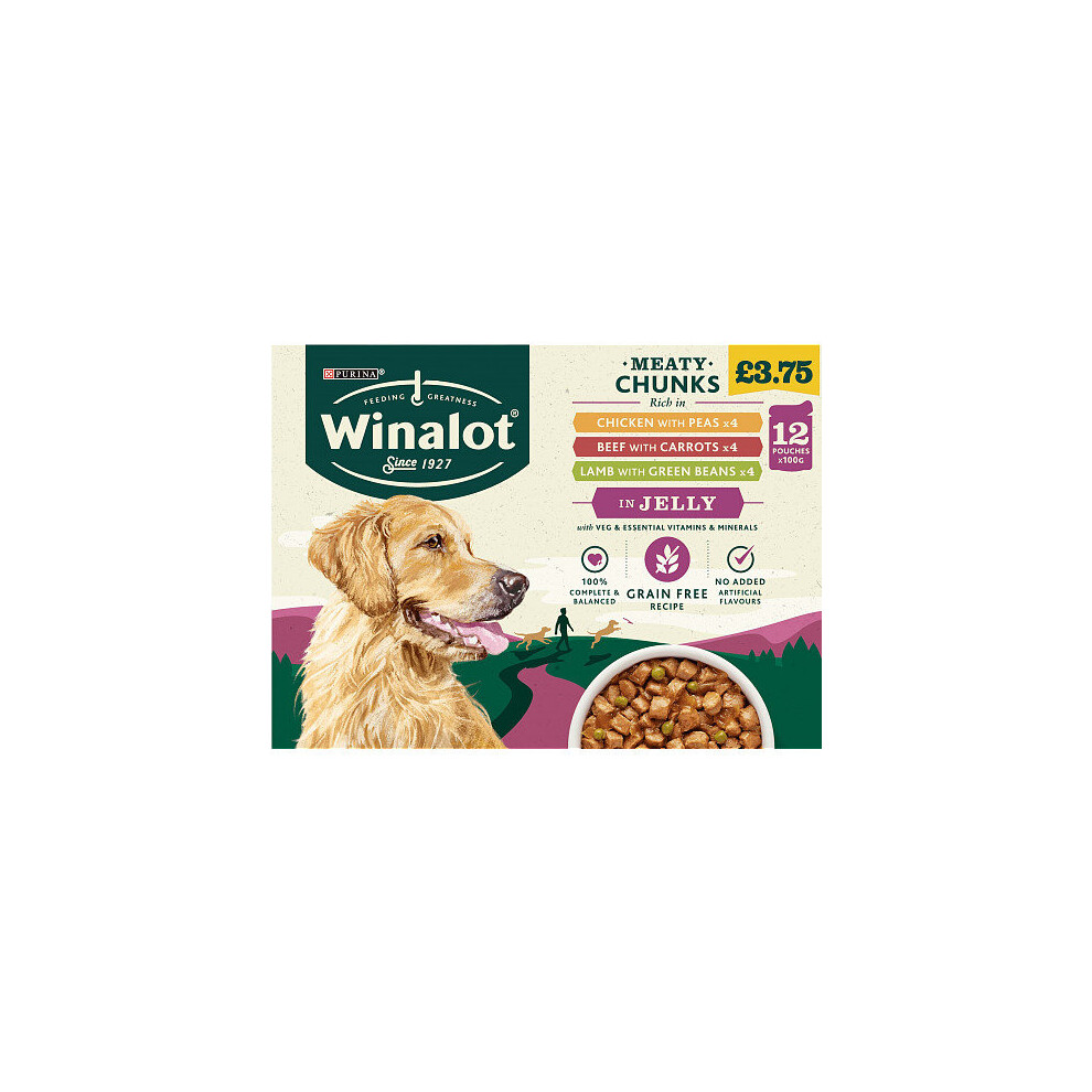 WINALOT Adult Dog Food Pouch Mixed in Jelly 12x100g