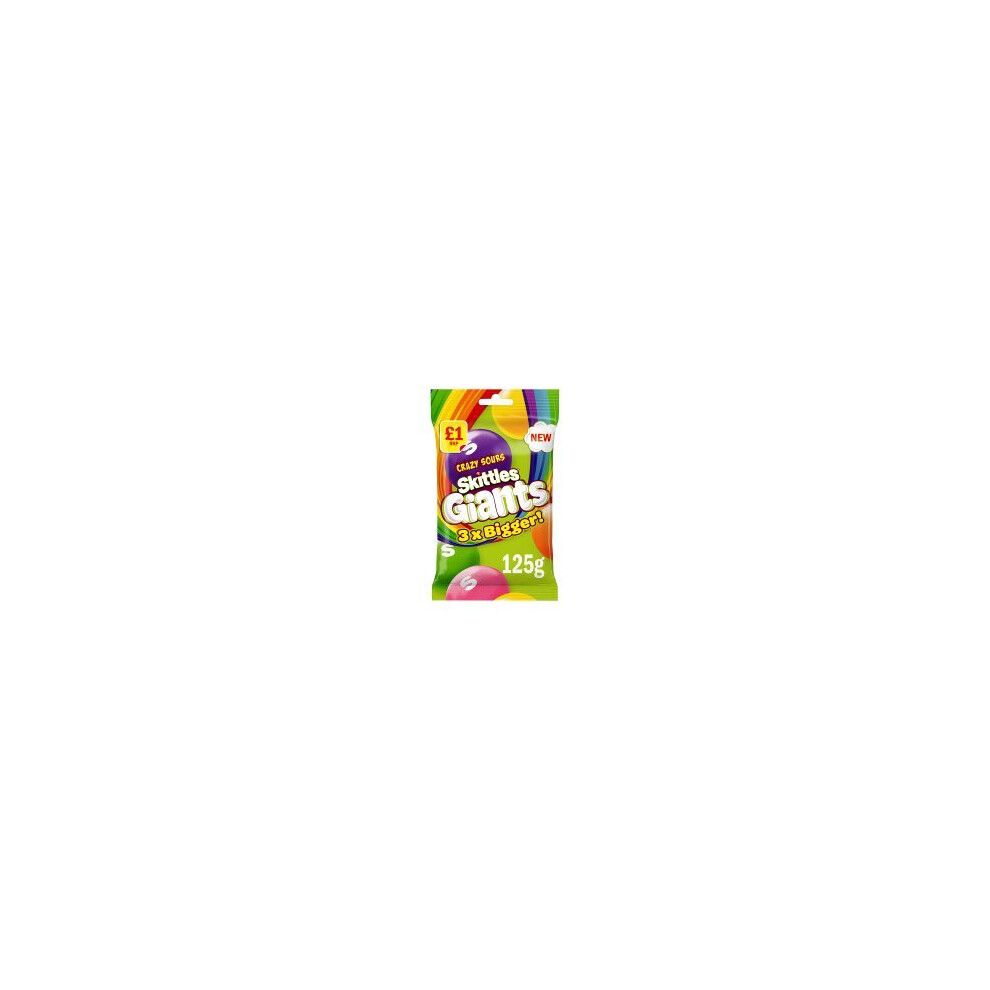 Skittles Giants Sour Sweets Bag 125g (Pack of 12)