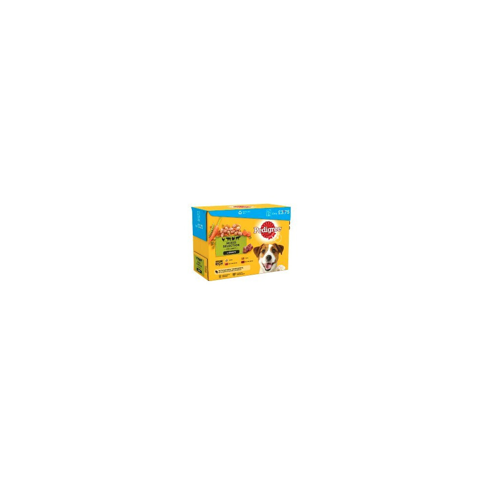 Pedigree Adult Wet Dog Food Pouches Mixed in Gravy 12 x 100g