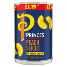 Princes Peach Slices in Light Syrup 410g (Pack of 6)