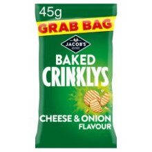 Jacob's Baked Crinklys Cheese & Onion Grab Bag 45g (Pack of 30)