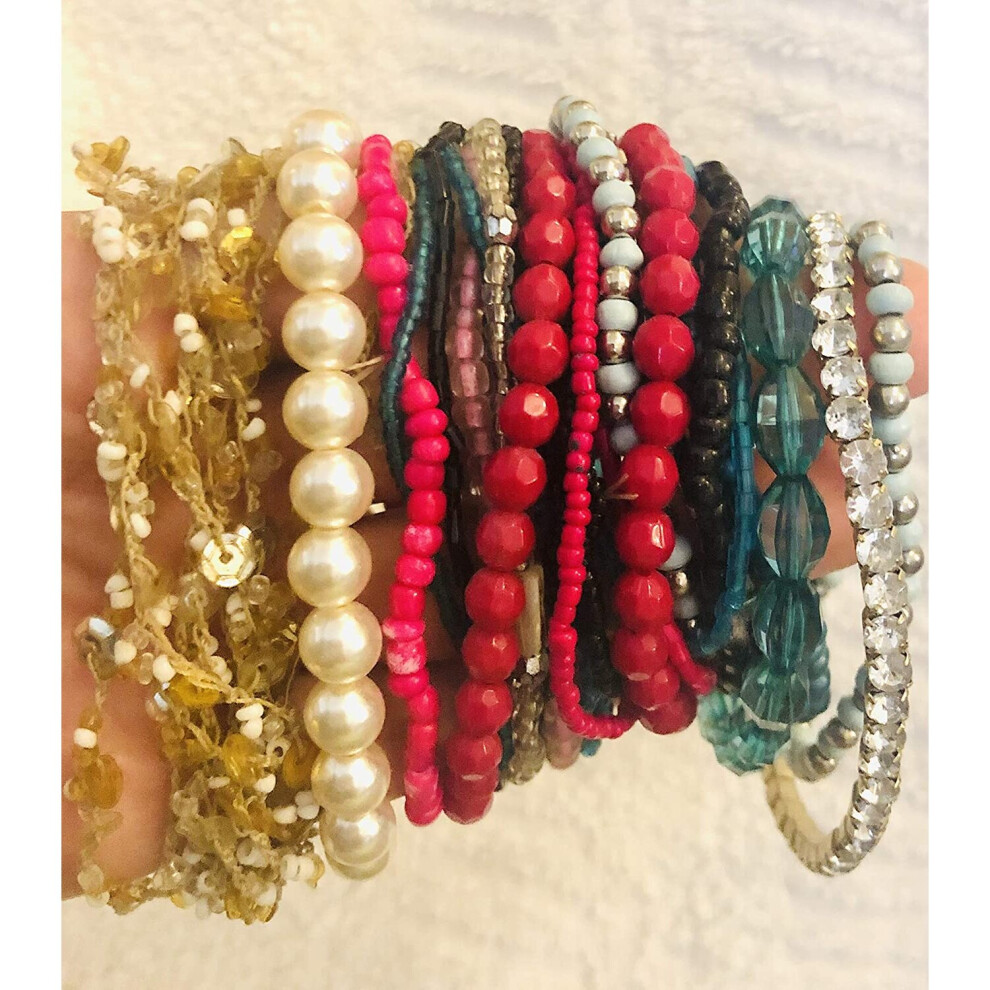 NA Multilayer Faux Pearl, Beads mix Bracelets Jewelry - bundle