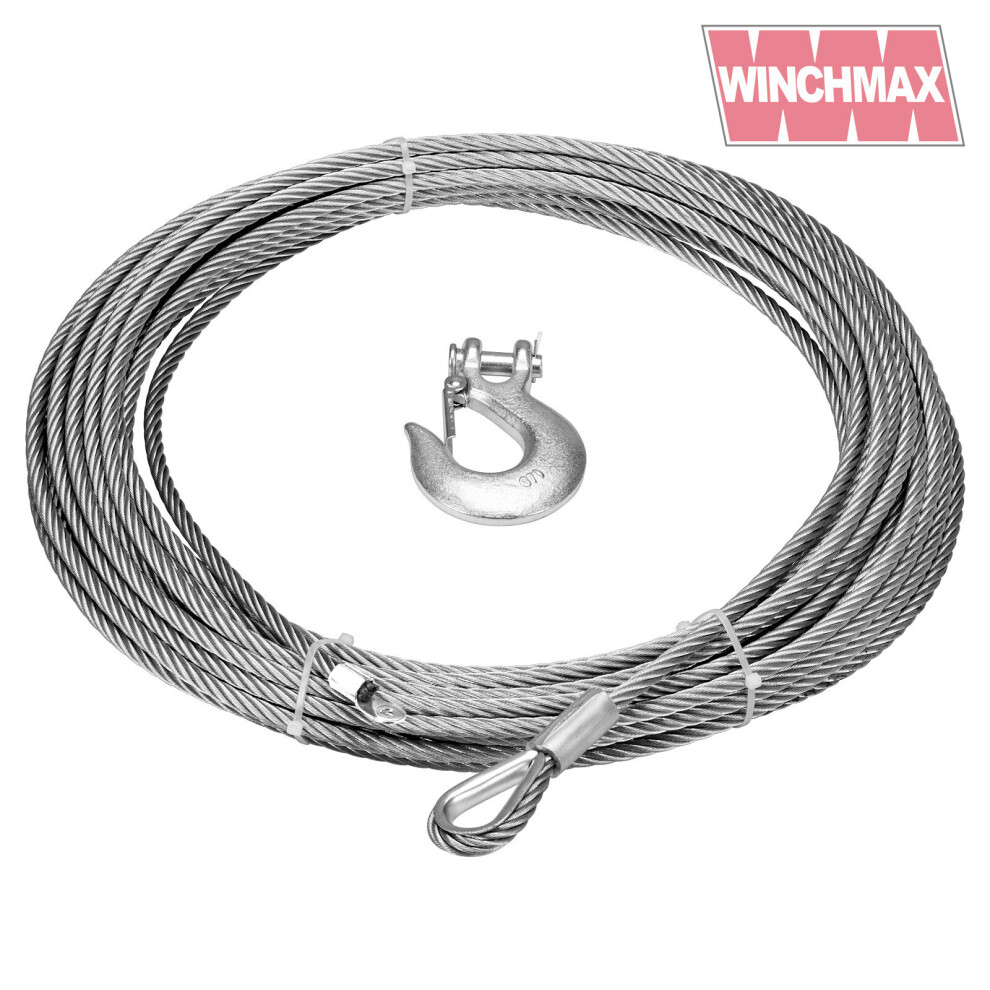 WINCHMAX Winch Wire Rope 25m x 14mm with 1/2 inch Clevis Hook.