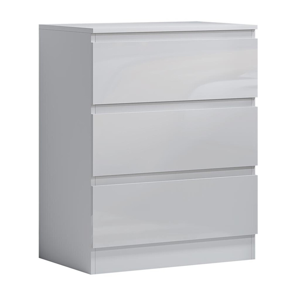 (Gloss White) Narvik 3 Drawer Chest of Drawers - Modern Design