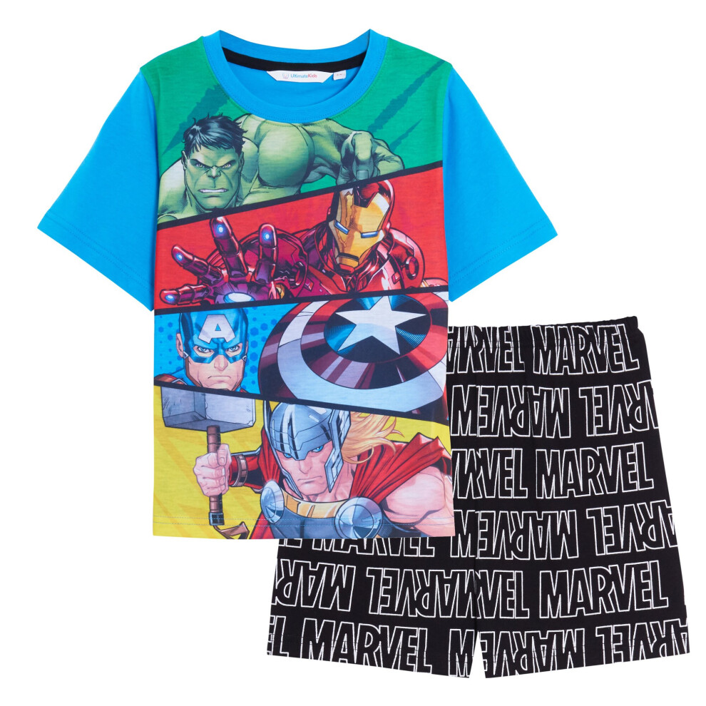 (4-5 Years) Boys Avengers Short Pyjamas Kids Marvel Shortie Pjs Set Super Hero Nightwear