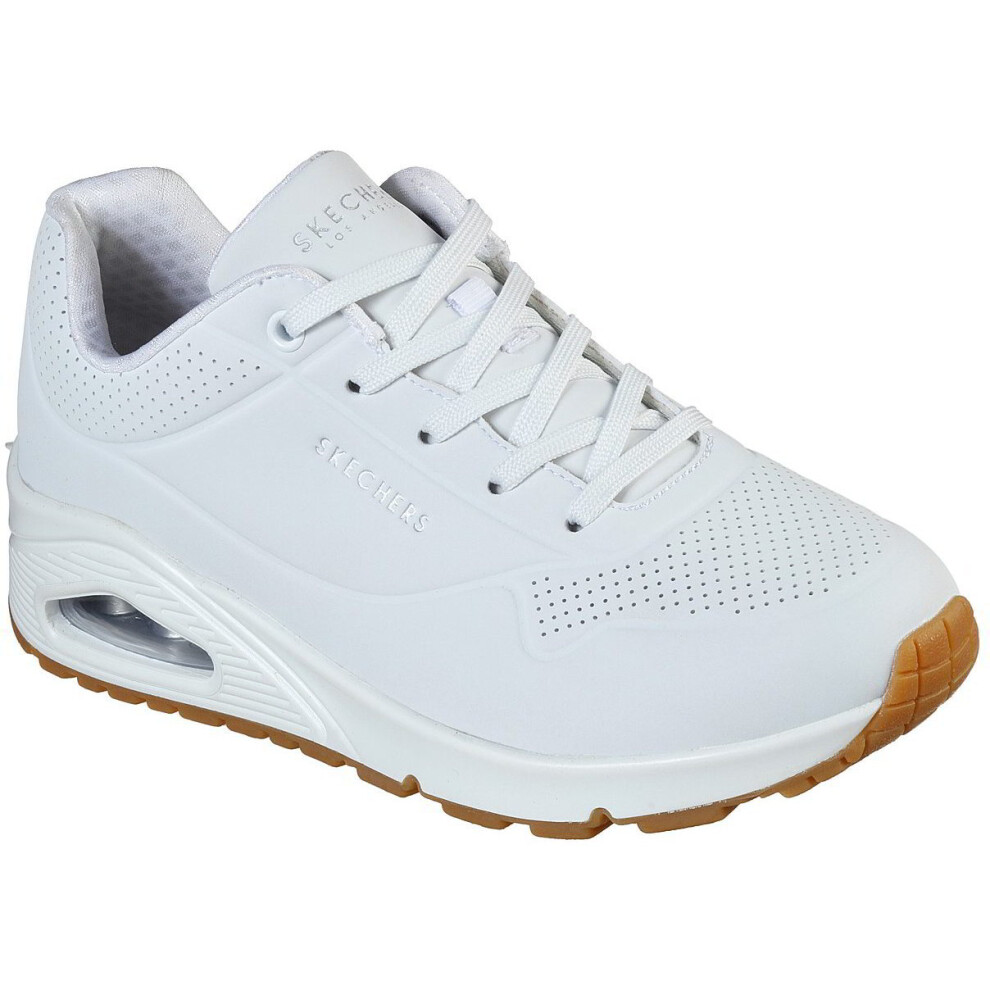 (White, UK 8) Skechers Uno Stand On Air Womens Ladies Cushioned Running White Trainer